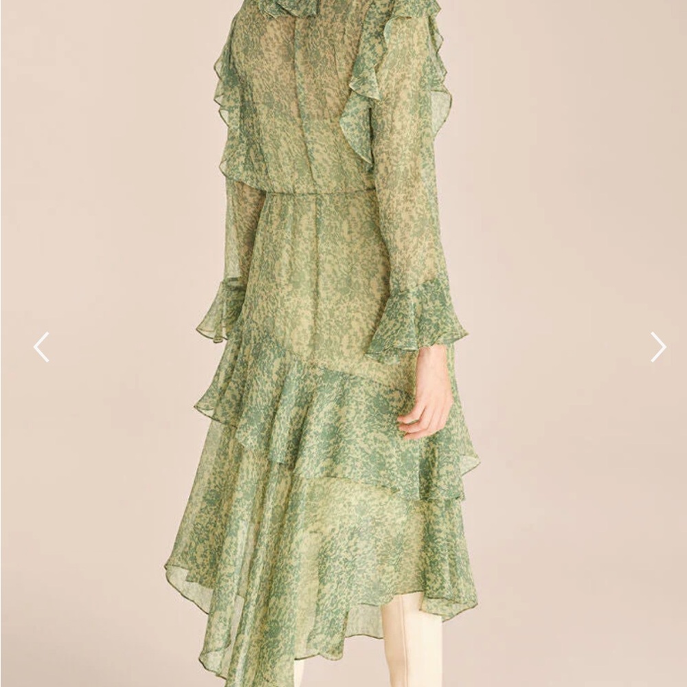 Rebecca Taylor Floral Long Sleeve Dress in Green